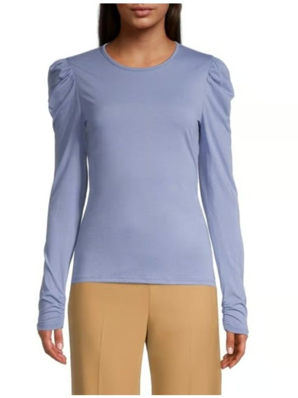 NWT REBECCA TAYLOR Ruched Long Sleeve Tee Top Periwinkle in Size M